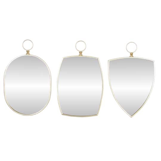Set of 3 Gold Wood Traditional Wall Mirror 24", 24", 25"